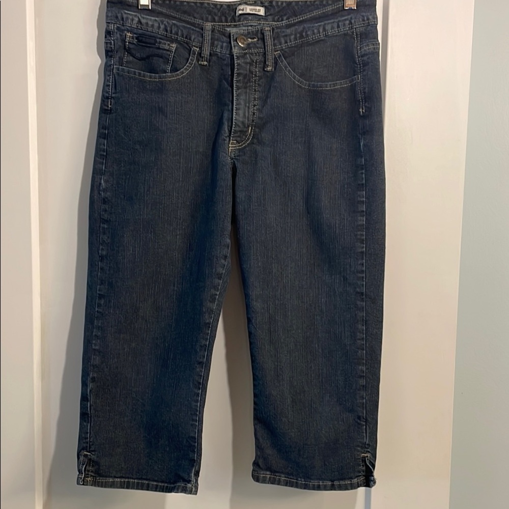 Lee Jeans 5 Pocket Crop Size 10 Petite Cotton/Spandex Blend Notched Hem